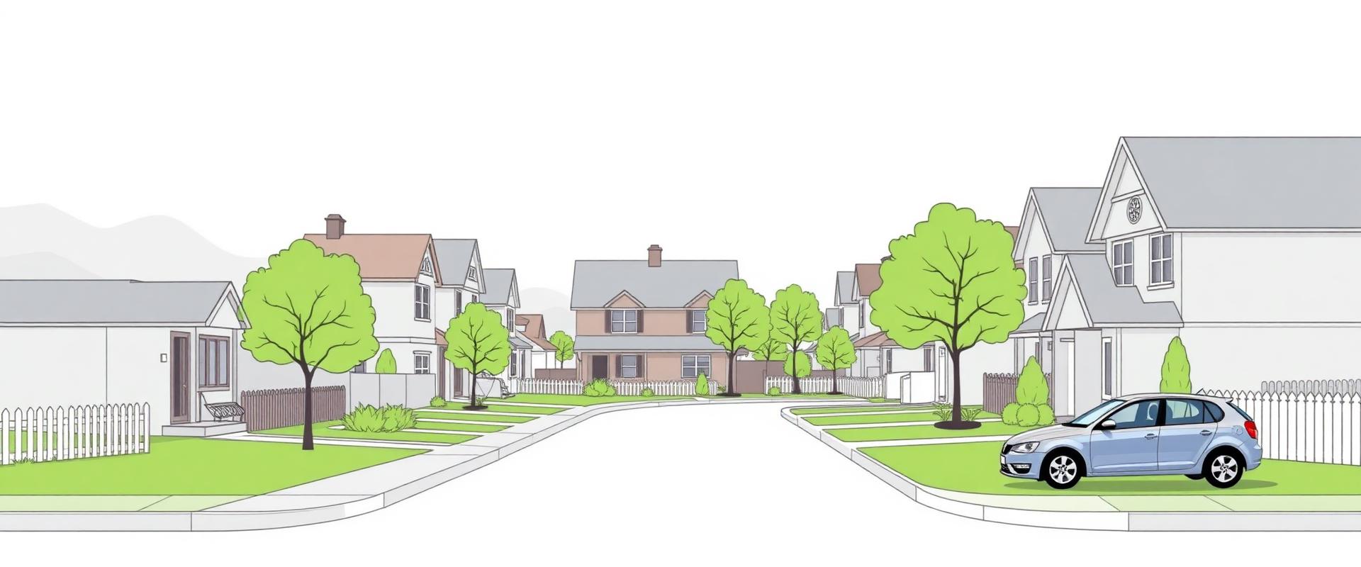 Suburban neighborhood illustration